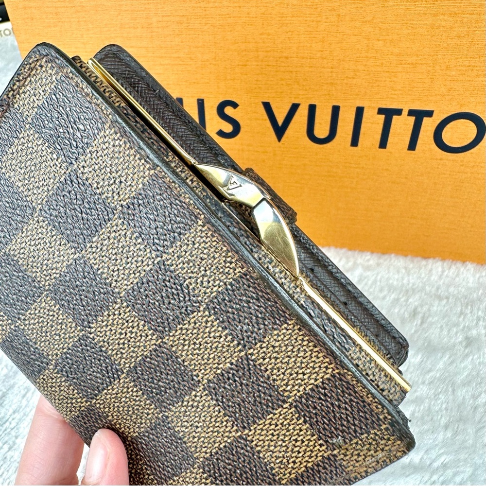 Louis Vuitton Damier Ebene compact Kisslock wallet READ well used - Picture 3 of 12